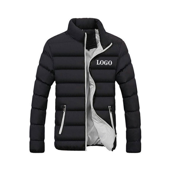Frontwalk Men's Winter Warm Jacket Stand Collar Down Coats Long Sleeve Coat Travel Casual Outwear Color Block Puffer Jackets Black Gray XL