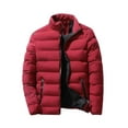 thumbnail image 1 of Frontwalk Men's Winter Warm Jacket Stand Collar Down Coats Long Sleeve Coat Travel Casual Outwear Color Block Puffer Jackets Red 5XL, 1 of 2