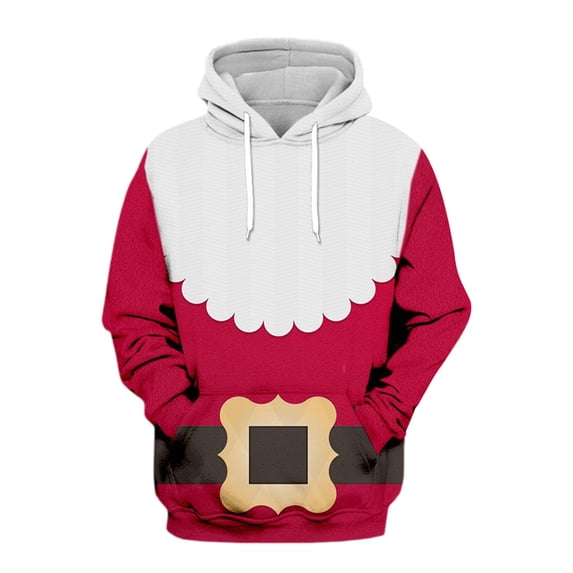 Frontwalk Men's Xmas Hooded Sweatshirts Santa Claus Print Christmas Hoodies Jumbo Printed Pullover Tops Mens Funny Hoodie Sweatshirt Long Sleeve Style-B XL