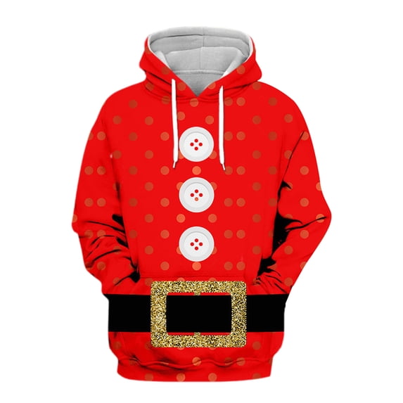 Frontwalk Men's Xmas Hooded Sweatshirts Santa Claus Print Christmas Hoodies Jumbo Printed Pullover Tops Mens Funny Hoodie Sweatshirt Long Sleeve Style-E 2XL