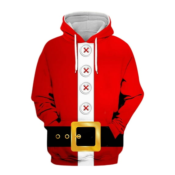 Frontwalk Men's Xmas Hooded Sweatshirts Santa Claus Print Christmas Hoodies Jumbo Printed Pullover Tops Mens Funny Hoodie Sweatshirt Long Sleeve Style-C XL