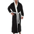 thumbnail image 1 of Frontwalk Mens Bath Robes Long Sleeve Wrap Robe Hooded Dressing Gown Winter Stitching Towelling Solid Color Nightwear Black White 4XL, 1 of 3