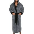 thumbnail image 1 of Frontwalk Mens Bath Robes Long Sleeve Wrap Robe Hooded Dressing Gown Winter Stitching Towelling Solid Color Nightwear Gray Black 5XL, 1 of 3