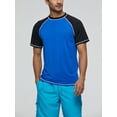 thumbnail image 1 of Frontwalk Mens Beach Shirt Crew Neck Swim Tops Sun Protection Swimwear Men Stretchy Beachwear UPF50+ Swimsuit Blue Black XXL, 1 of 4