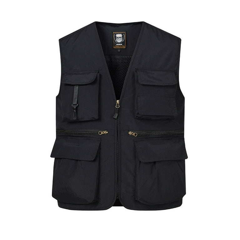Frontwalk Mens Cargo Vest With Multi-Pockets Vests Jacket