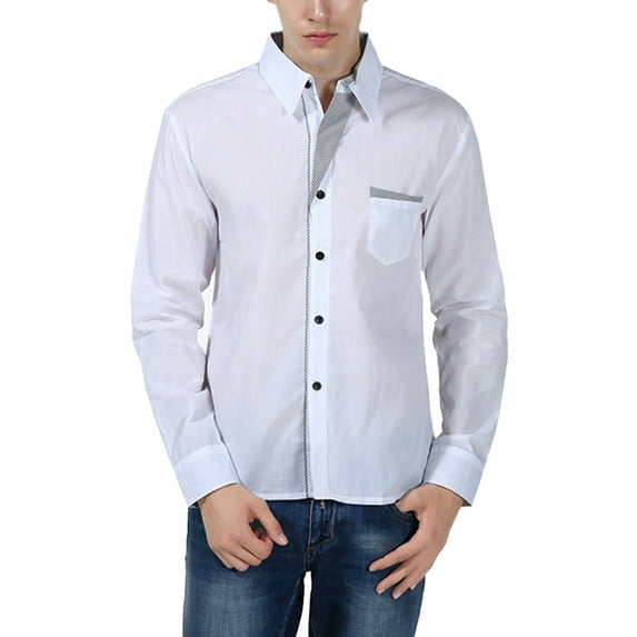 Frontwalk Mens Casual Long Sleeve Tee Pocket Regular Fit Tops Men Lapel Neck Summer Shirts