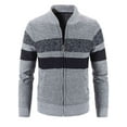 thumbnail image 1 of Frontwalk Mens Full Zip Cardigan Sweater with Pockets Slim Fit Contrast Color Knitted Zip Up Sweater Outerwear with Pockets, 1 of 4