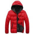thumbnail image 1 of Frontwalk Mens Hooded Neck Zipper Down Coats With Pockets Thermal Puffer Jacket Men Round Hem Outdoor Overcoats Red Black 4XL, 1 of 2