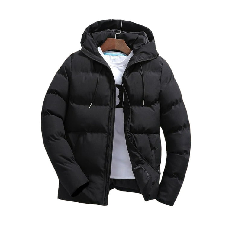 Black Hooded Winter Puffer Long Coat With Pockets Black Hooded Winter Puffer Long Coat With Pockets