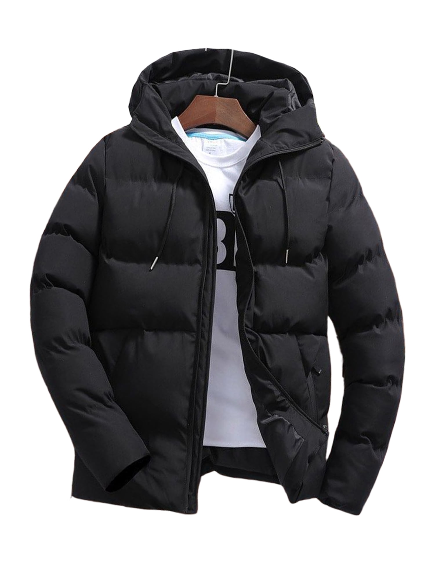 Frontwalk Mens Hooded Puffer Jacket Full Zipper Winter Outdoor Outwear ...
