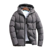 Frontwalk Mens Hooded Puffer Jacket Full Zipper Winter Outdoor Outwear Long Sleeve Warm Coats with Pockets Deep Gray 4XL