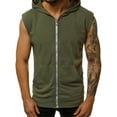 thumbnail image 1 of Frontwalk Mens Hoodies Bodybuilding Hooded Tank Tops Zip Up T Shirt Men's Athletic Undershirt Sleeveless Muscle Vest Army Green XL, 1 of 3