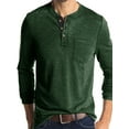 thumbnail image 1 of Frontwalk Mens Long Sleeve Comfy T Shirts Button Henley Crew Neck Pullover T Shirts Tops Slim Solid Color T-shirt with Pocket, 1 of 3