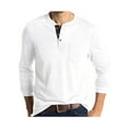 thumbnail image 1 of Frontwalk Mens Long Sleeve Comfy T Shirts Button Henley Crew Neck Pullover T Shirts Tops Slim Solid Color T-shirt with Pocket, 1 of 6