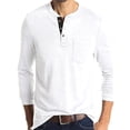 thumbnail image 1 of Frontwalk Mens Loose Fit Solid Color Tops Front Pocket Plain Basic Tee Henley Autumn T Shirts White M, 1 of 5
