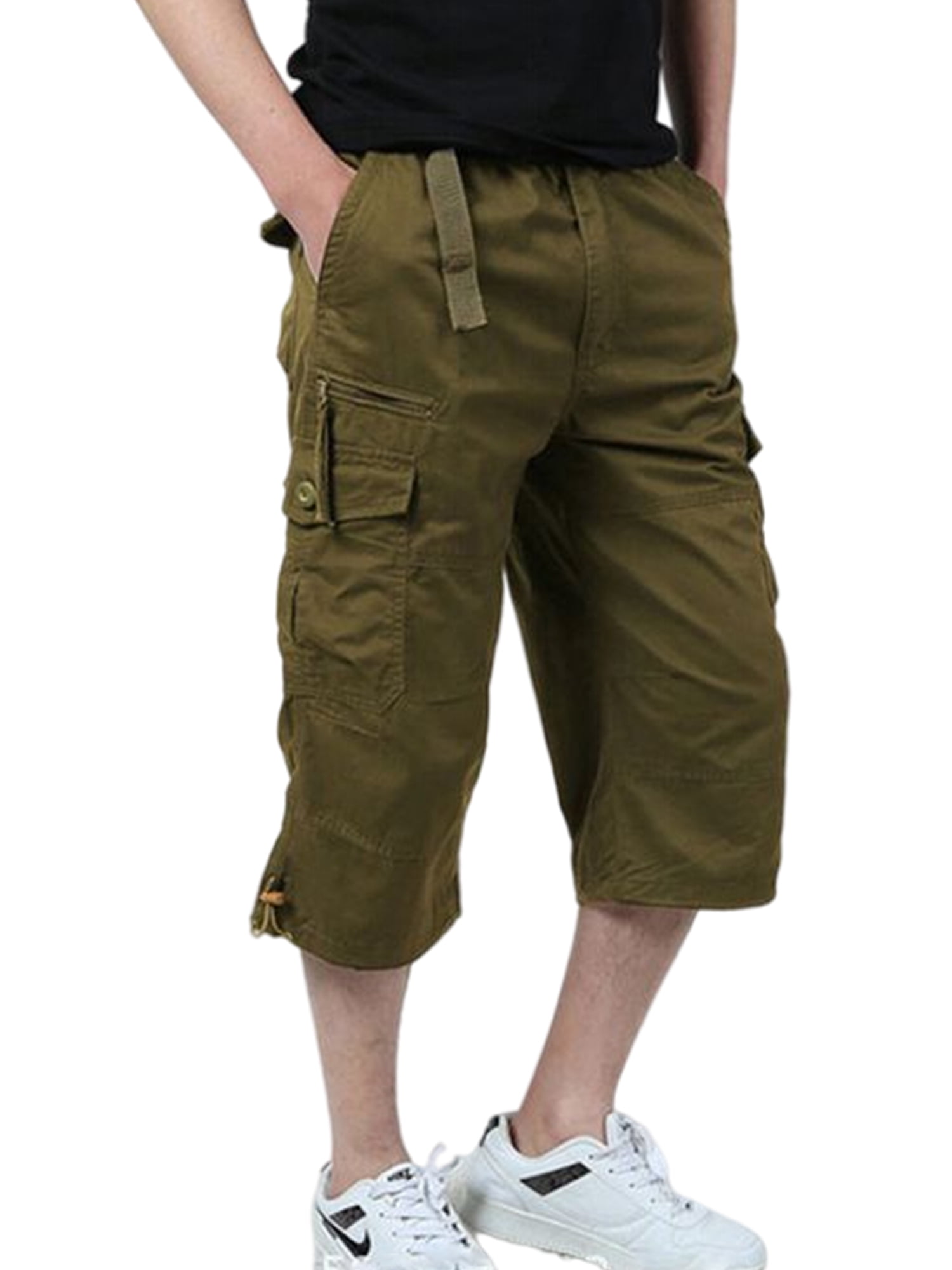 Frontwalk Mens Military Cargo Shorts 3/4 Loose Fit Below Knee Capri ...