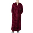 thumbnail image 1 of Frontwalk Mens Plush Flannel Zip Up Robes Zipper Lounger Robe Bathrobe Loose Fit Pajamas, 1 of 2