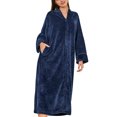 thumbnail image 1 of Frontwalk Mens Plush Flannel Zip Up Robes Zipper Lounger Robe Bathrobe Loose Fit Pajamas, 1 of 4