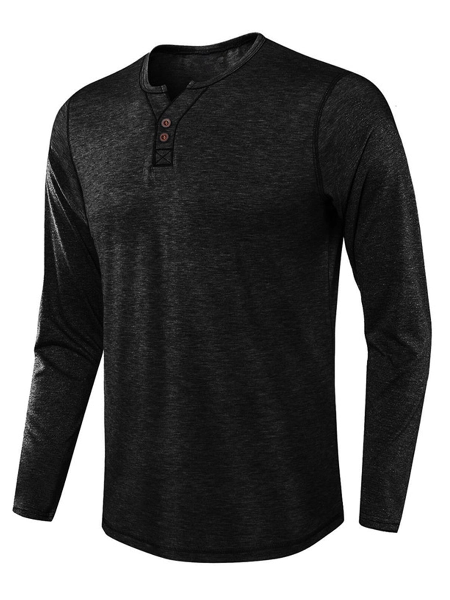 Frontwalk Mens Regular Fit Henley Shirts Long Sleeve Lightweight Fashion Casual Cotton Basic T