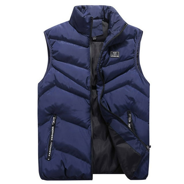 Frontwalk Mens Sleeveless Vest Jackets Winter Casual Stand Collar Zipper Coats Solid Color Padded Puffer Outwear Jacket with Pockets