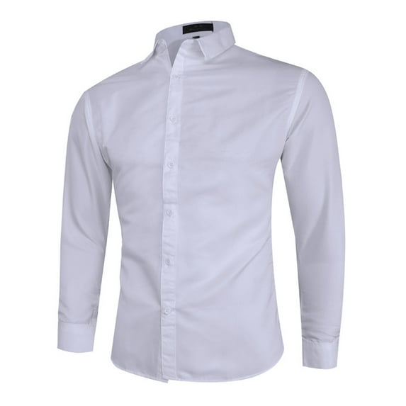Frontwalk Mens Slim Fit Work Shirt Casual Button Down Dress Shirt Spring Fall Long Sleeve Tops Blouse