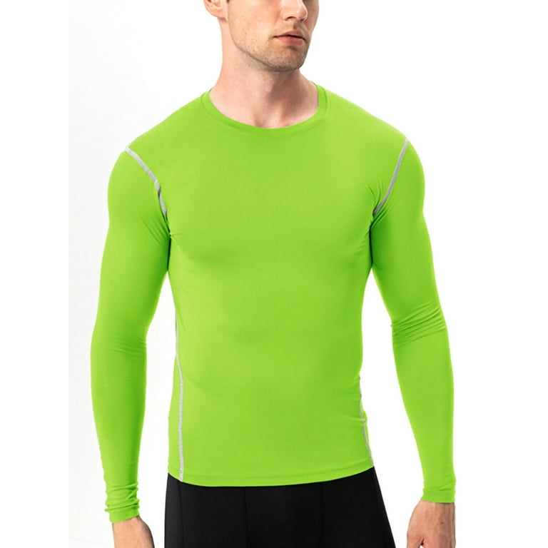 Mens Muscle Compression Long Sleeves T-Shirts Gym Fitness Jogging Tops  Workout