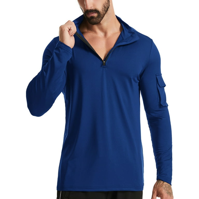 Frontwalk Mens Sport Tops Stand Collar Compression T Shirts Long