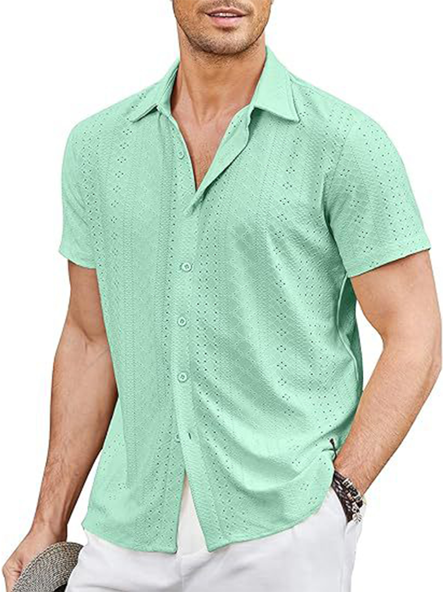 Frontwalk Mens Summer Shirts Short Sleeve Tops Lapel Neck T Shirt Men ...