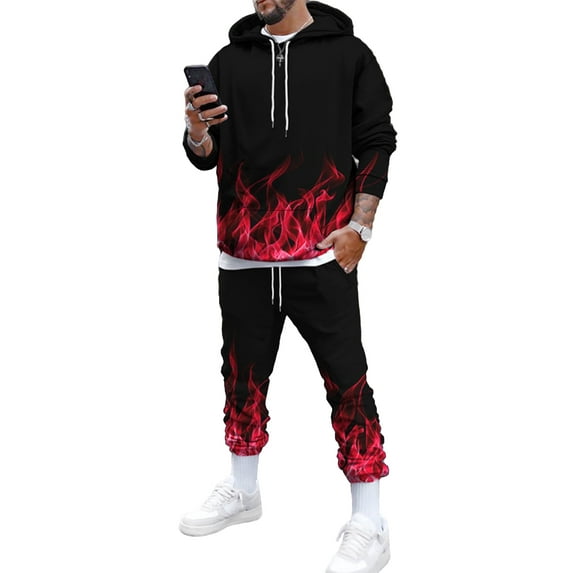 Frontwalk Mens Sweat Suit Set Plus Size Tracksuit Jogging 2 Piece Athletic Outfit Hoodie Sports Sweatsuit Pullover Sets