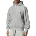 thumbnail image 1 of Frontwalk Mens Sweatshirts Solid Color Hooded Sweatshirt Drawstring Hoodies Men's Warm Pullover Long Sleeve Hoodie Tops Light Gray S, 1 of 3