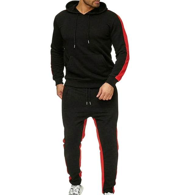 Frontwalk Mens Sweatsuits 2 Piece Hooded Pullover Trouser Tracksuit ...