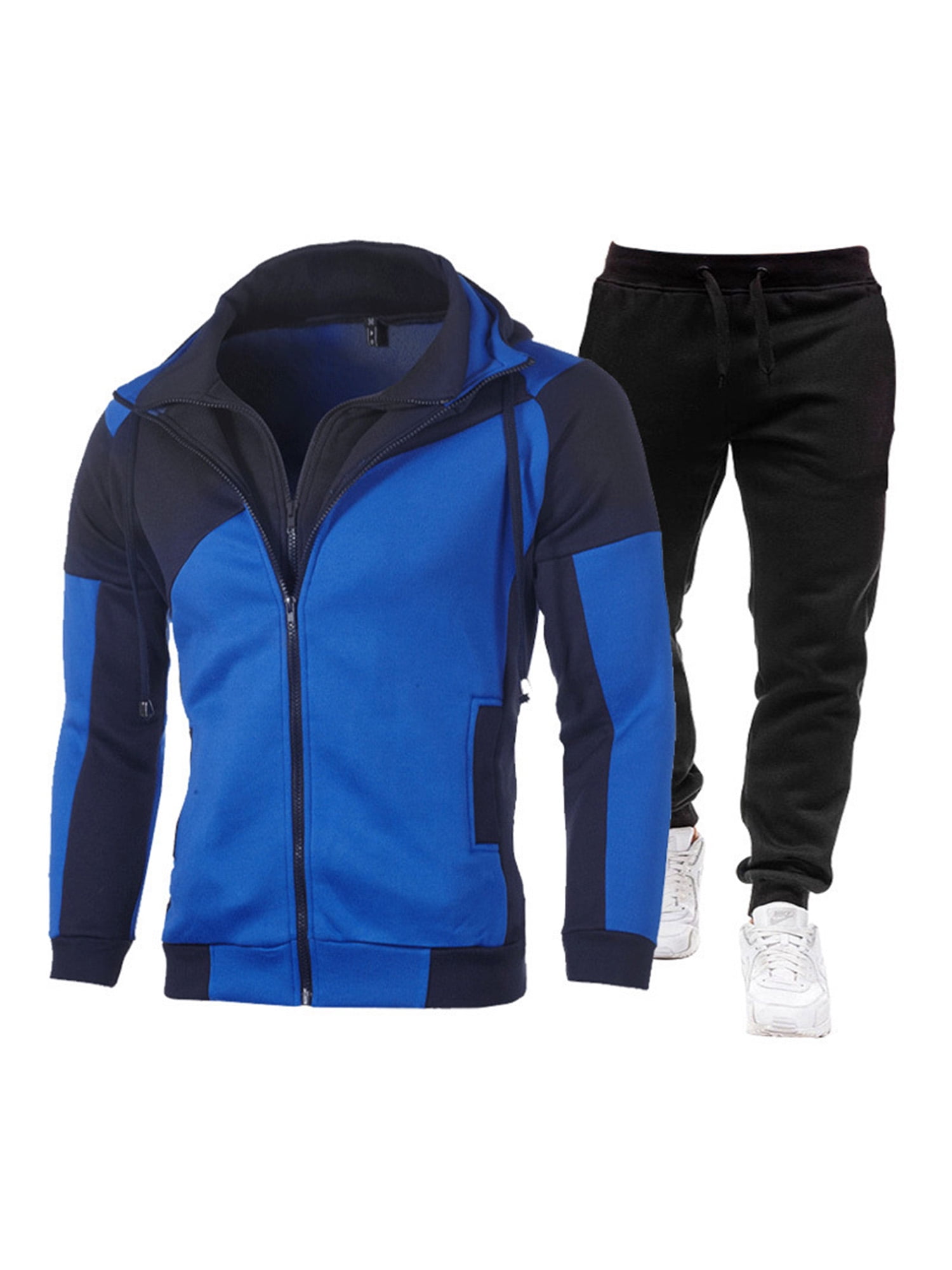 Frontwalk Mens Sweatsuits Zip Up Hoodies And Sweatpants Color Block