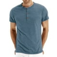 thumbnail image 1 of Frontwalk Mens T Shirts Button Down Summer Tops Henley Neck T-shirt Men Casual Pullover Short Sleeve Blouse Blue S, 1 of 8