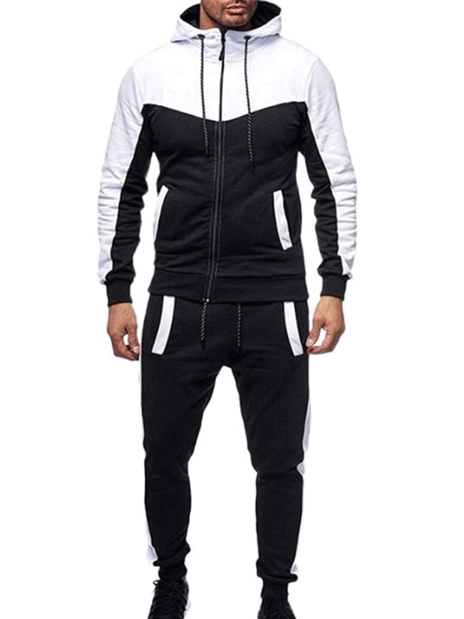 AMDBEL Sweatsuits for Men Long Sleeve 2 Piece Sweatsuits for Men Long  Sleeve Full Zip Hoodie