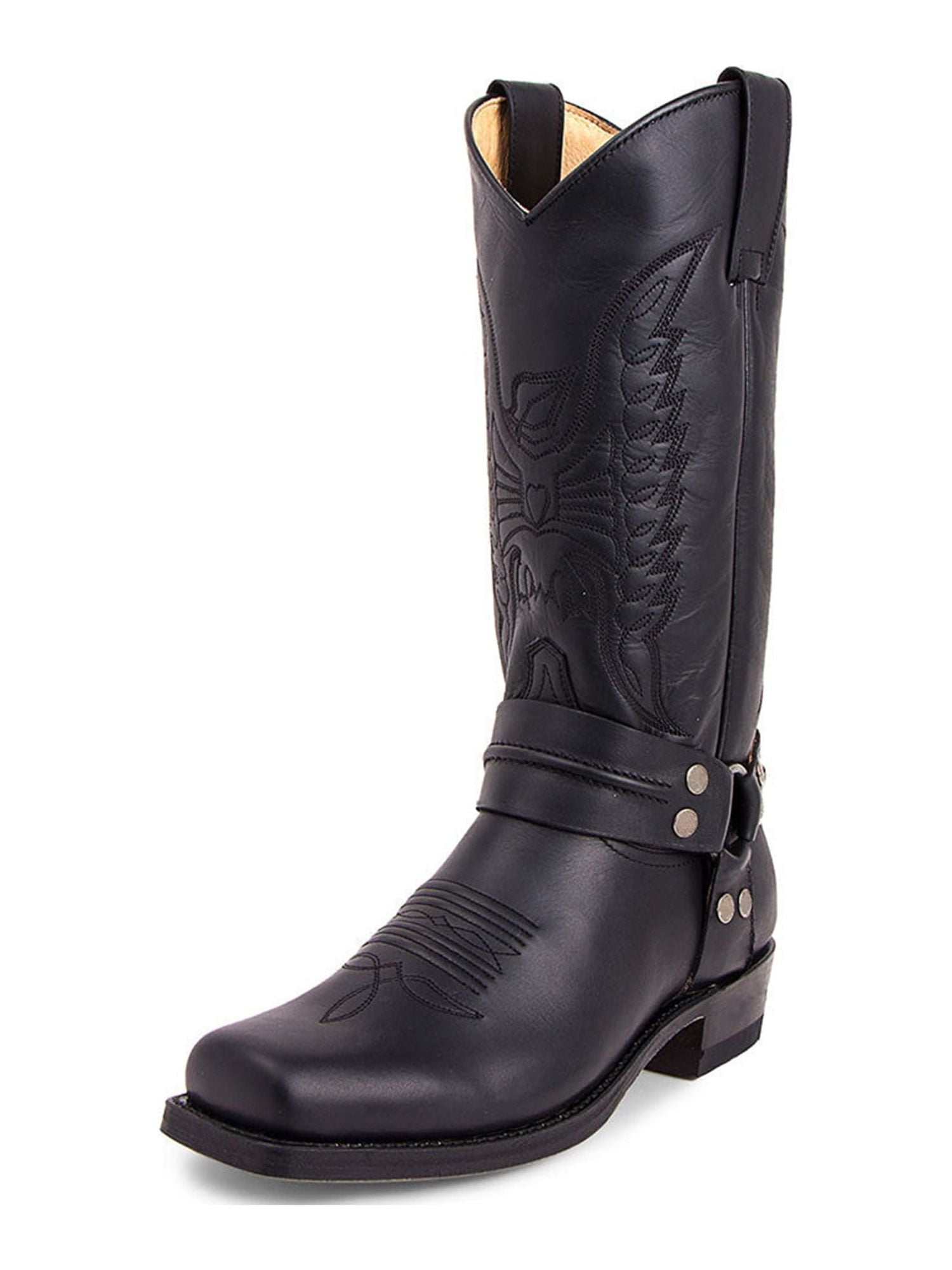 Vintage Men\'s Western Cowboy Boots Leather Black 9 Wide Vintage Genuine Soft Leather Black Men main image 2