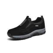 Frontwalk Mens Walking Shoe Slip On Hiking Shoes Wide Width Sneakers Outdoor Comfort Athletic Sneaker Men Low Top Trainers Black 8