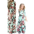 thumbnail image 1 of Frontwalk Mother Daughter Long Maxi Dresses Floral Print Sundress Parent-Child Family Matching Dress Women Girls Loose Sleeve Green (Mom) 2XL, 1 of 7