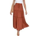 thumbnail image 1 of Frontwalk Pleated Maxi Skirts for Women Loose Plain Long Skirts High Waist Boho Summer Skirt, 1 of 4