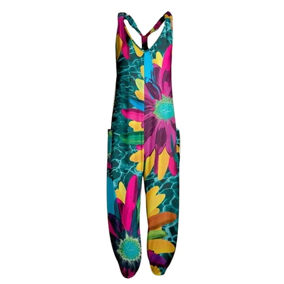 Frontwalk Plus Size Long Casual Loose Bib Pants Overalls For Women Summer Wide Leg Baggy Rompers Jumpsuits Loungewear Size S-5XL