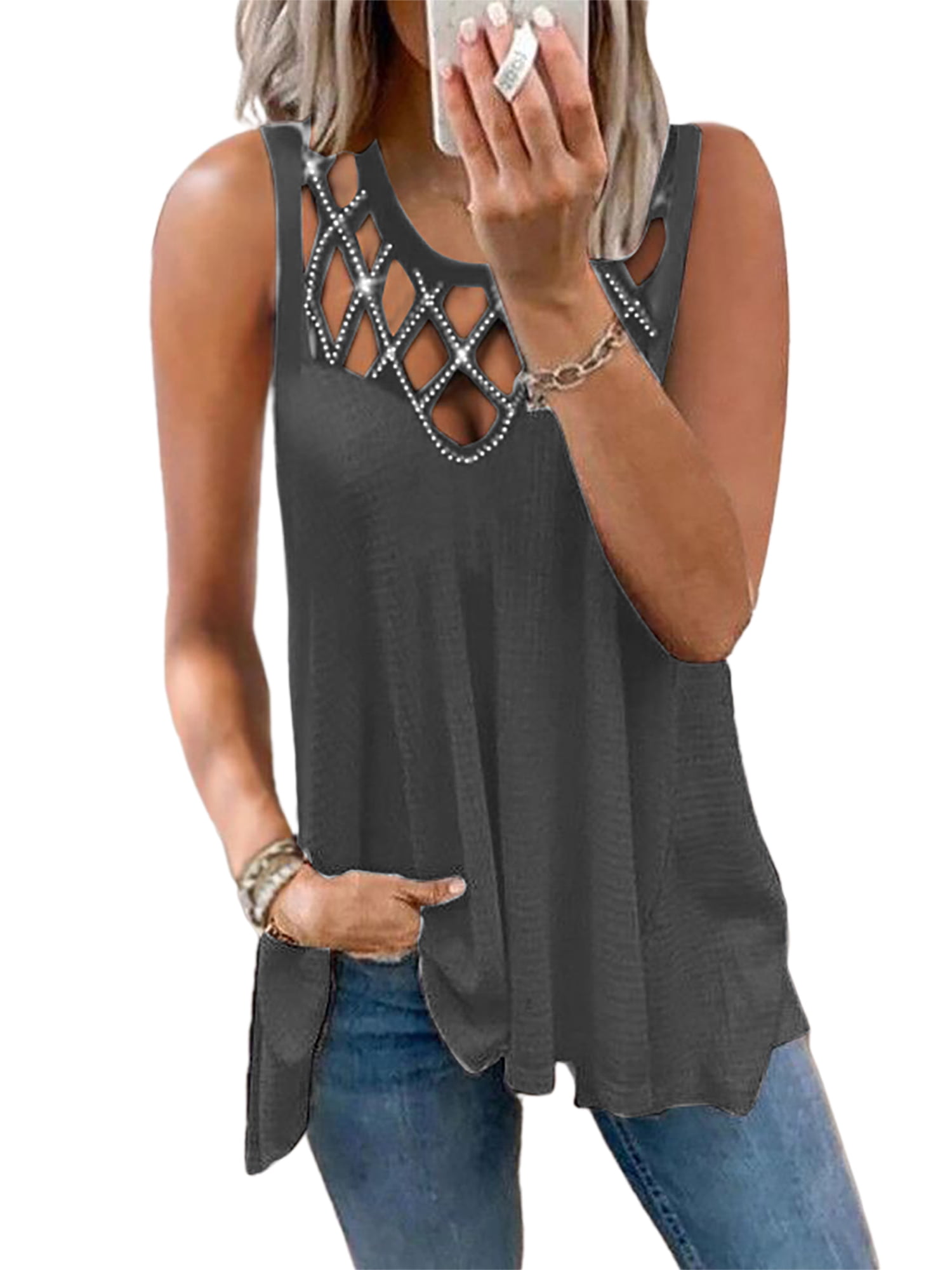 Frontwalk Plus Size Sleeveless Tunic Blouse Tops For Women Summer