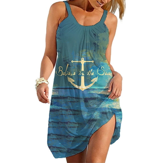 Frontwalk Plus Size Summer Sun Dress for Women Casual Beach Bikini Cover Up Swimsuit Sleeveless Pleated T Shirt Mini Dress