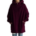 thumbnail image 1 of Frontwalk Plus Size Sweatshirts for Women Casual Zip Up Hoodies Tunic Long Jacket Outerwear with Pockets Dark Purple 2XL, 1 of 6