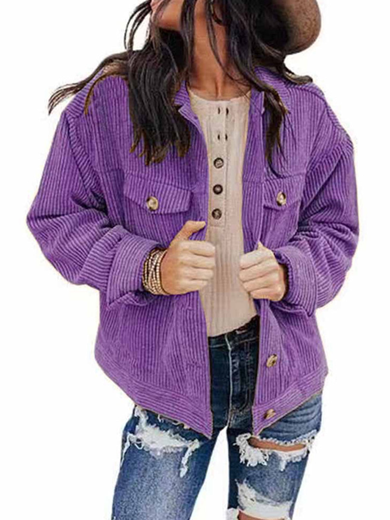 Frontwalk S3XL Corduroy Jackets for Women Casual Long Sleeve Comfy — free download