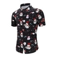 thumbnail image 1 of Frontwalk S-XXL Short Sleeve Tops Shirts for Men Casual Button Down Lapel T-Shirts Christmas Print Party Tunic Top, 1 of 2