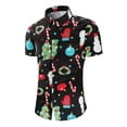 thumbnail image 1 of Frontwalk S-XXL Short Sleeve Tops Shirts for Men Casual Button Down Lapel T-Shirts Christmas Print Party Tunic Top, 1 of 2