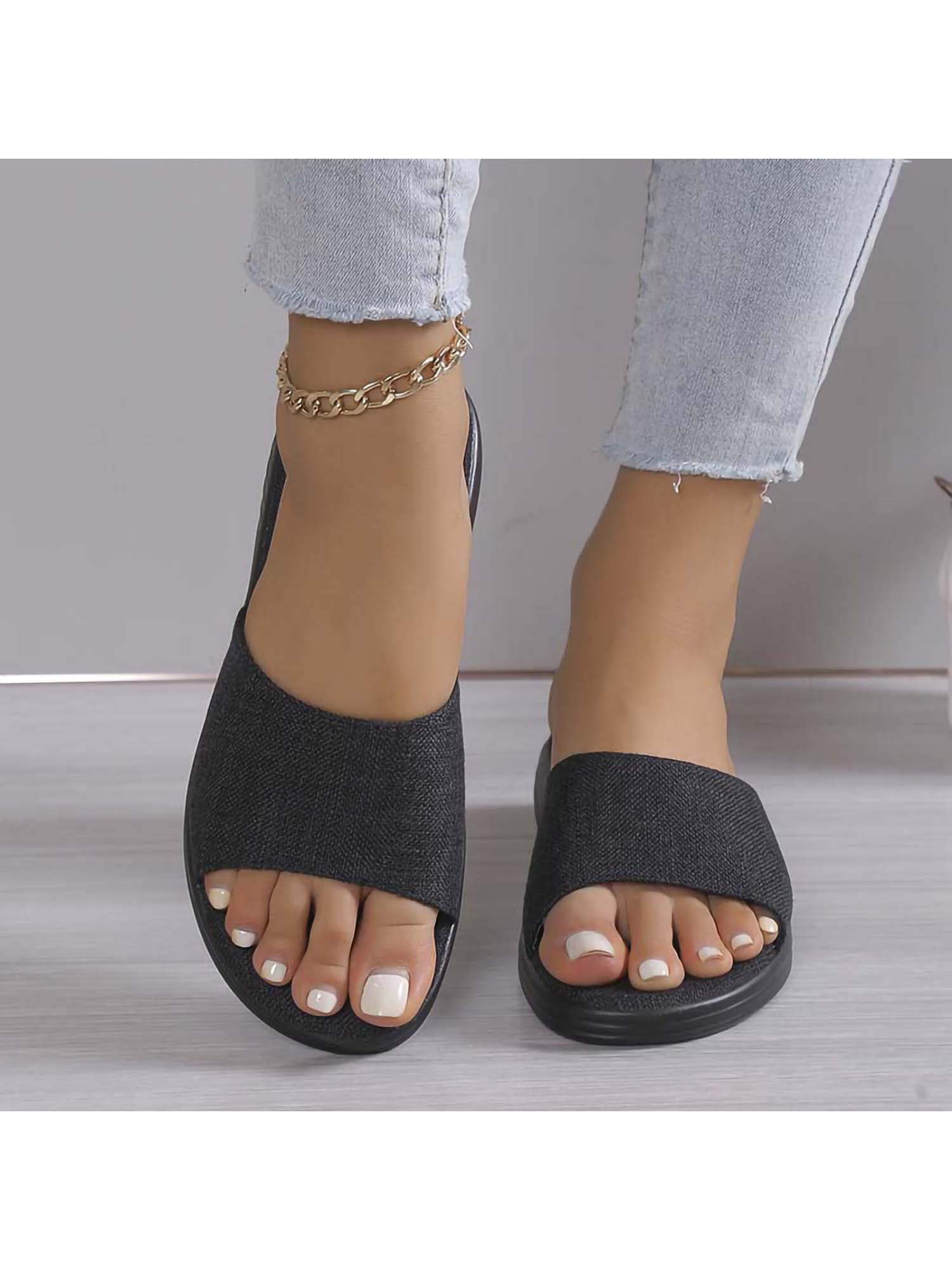 Women's Summer Open-Toe Flat Heel Non-Slip Flip Flop House Slippers main image 0