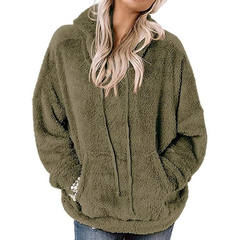 Green fluffy best sale hoodie