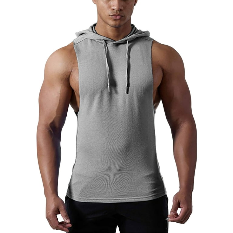 Fitness Bodybuilding Men's Letter Print Hooded Tank Top - Men's Fitness  Apparel, Men's Workout Tank Tops, Vivinch
