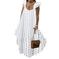 thumbnail image 1 of Frontwalk Summer Dresses for Women Bohemian Polka Dot Long Dress Irregular Hem Wide Strap Maxi Dresses Boho Summer Sundress Sleeveless Casual Beach Swing Dress White 4XL, 1 of 5