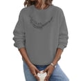 thumbnail image 1 of Frontwalk Sweatshirt for Women Feather Graphics Printed Pullover Long Sleeve Crewneck Basic Tops Casual Loose Blouse Gray Feather L, 1 of 2